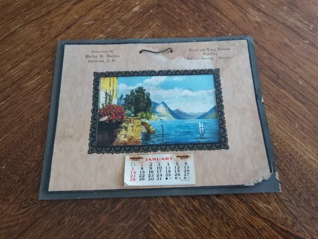 1934 Advertising Calendar - Harley Haynes Colebrook New Hampshire NH TRUCKING 1934 Advertising Calendar - Harley Haynes Colebrook New Hampshire NH TRUCKING