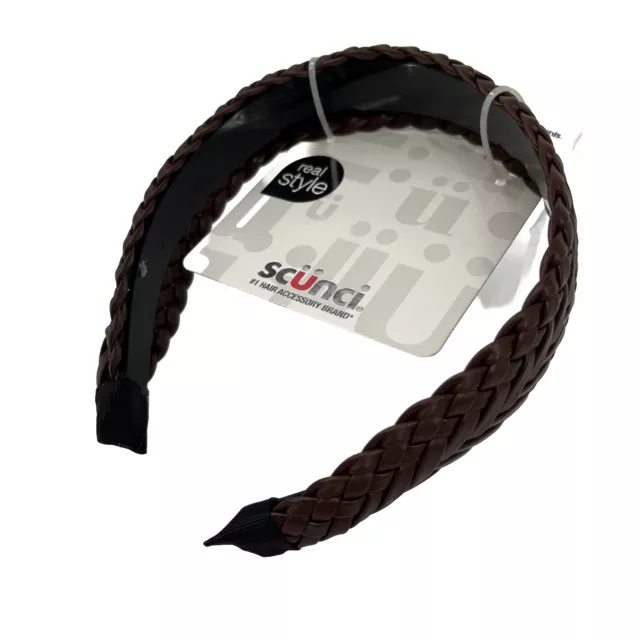 Scunci Braided Brown Faux Leather Headband Hair Accessory