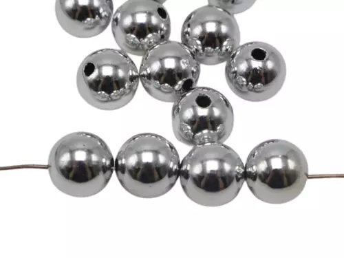 Metallic Acrylic Round Spacer Beads 12mm Gold or Silver 25pcs