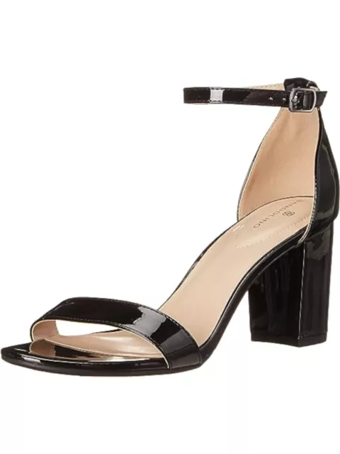 BANDOLINO Womens Black Patent Armory Round Toe Block Heel Heeled Sandal 6.5 M