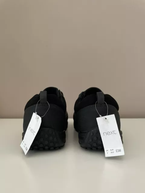 NEXT Boys School Shoes | Size UK2 F | Black | BNWT Rrp £38 3