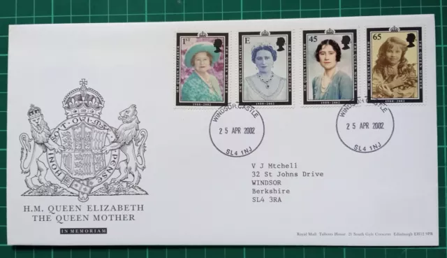 2002 Queen Mother 'In Memoriam' FDC Windsor Castle CDS