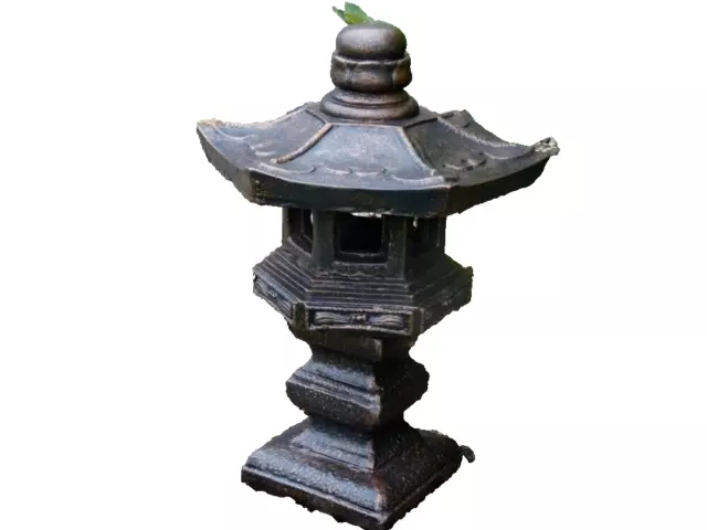 Steinfigur Japanischer Turm Steinlaterne Pagode Schwarz Kupfer patiniert 2