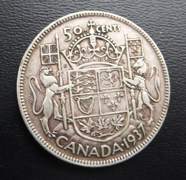 1937 Canada🍁 50 Cents  Silver Half Dollar Coin, VF or Better  Very Nice Coin