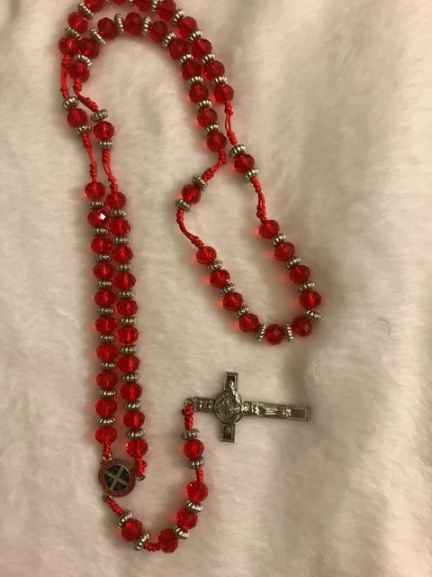 Red Jeweled Rosary- Brand New - Unused - Unopened- And Blessed