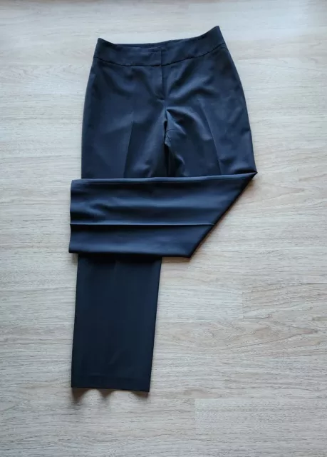 AKRIS Punto 100% Wool Wide Leg Trousers Dress Pants High Rise Zip Black Women 10 2