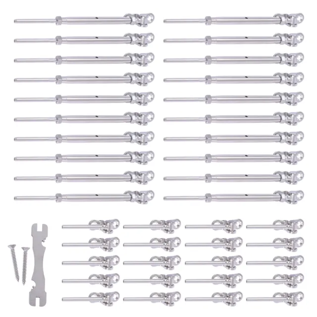 20× 1/8" Cable Railing Kit Tool Hardware Adjustable Stairs Deck Stainless Steel