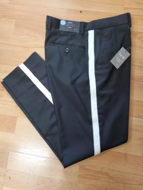 Moss Bros Black Slim Fit Black Tie Trousers Size 32