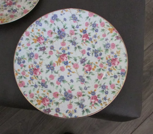 6 - Vtg Pre-1960 Royal Winton Grimwades Ivory Old Cottage Chintz 8” Salad Plates