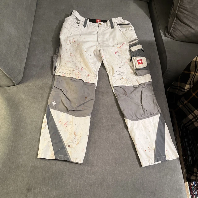 E.S. Engelbert Strauß Motion Bundhose, weiß, 52/Kurzgr.24, Malerspuren, gebr.