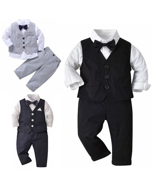 Baby Jungen Langarm Hemd Anzug Weste Lange Hose Party Hochzeit Gentleman Anzug