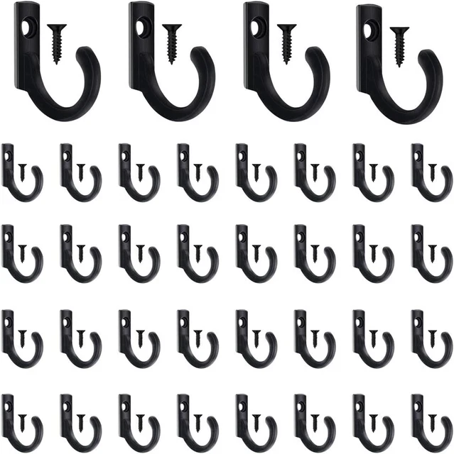 58 Pieces Black Small Key Hooks, Steel Wall Mounted Coat Hook, Single Hanger for