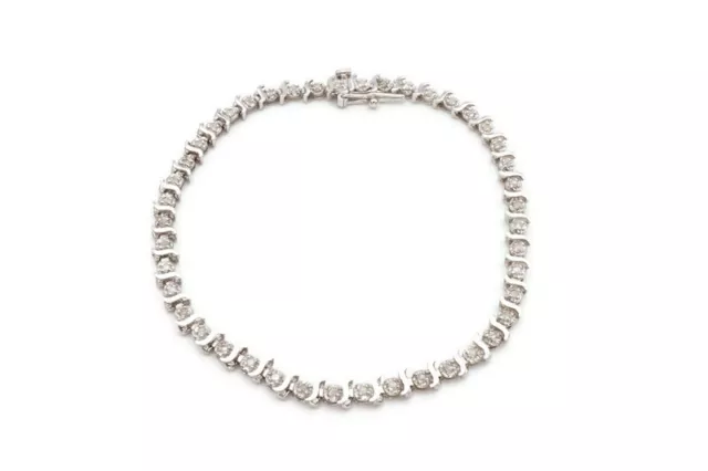 10k White Gold 0.50 CTW Diamond Tennis Bracelet 7.25"