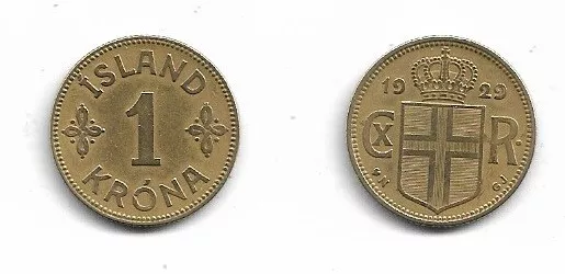 M24 . Islande . 1 Couronne . 1929 .