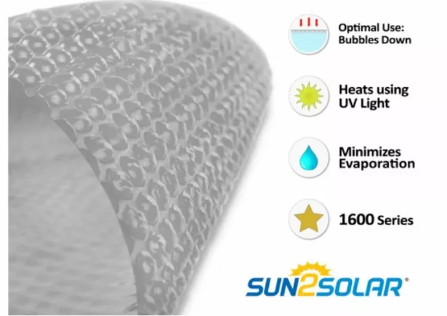 Sun2Solar 10' x 16' Rectangle Clear Swimming Pool Solar Blanket - 1600 Series