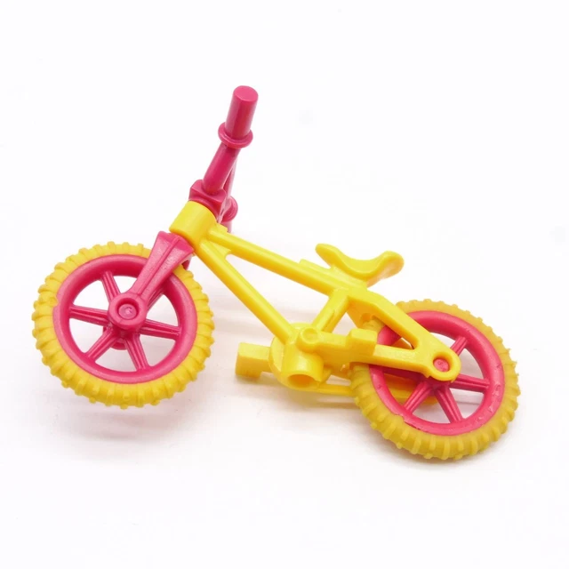 Vélo Playmobil Jaune & Noir Avec Support Transparent - Lot D'occasion (réf. 15111)