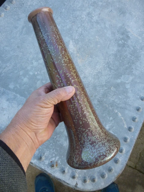Grand Vase Faïence Céramique De Sarreguemines A Cristallisations Etna Vers 1920