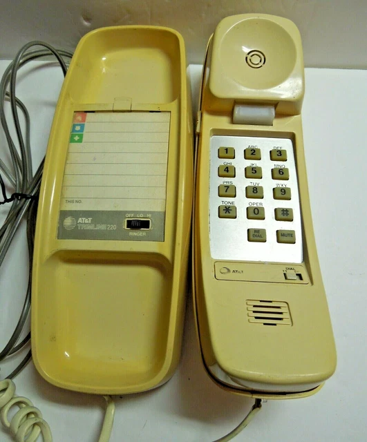 VINTAGE AT&T TRIMLINE Push Button Telephone Corded Desk Wall Phone w