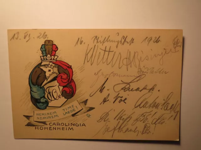 KDStV Carolingia Hohenheim - 1926 - 16. Stiftungsfest Karte Studentika Stuttgart