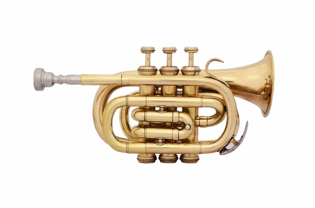 Pocket Trumpet Bb 3 Valve's Shining Brass Finish With Mouthpiece, Case