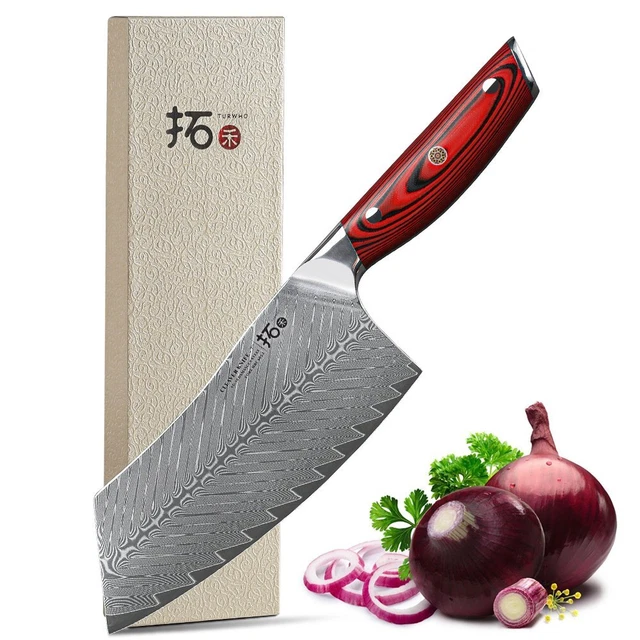 TURWHO 7inch Cleaver Knife 67-Layer Japanese VG10 Damascus Steel Kitchen Knife