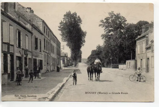 MOUSSY - Marne - CPA 51 - Cheval sur la Grande Route - Bureau de Tabac