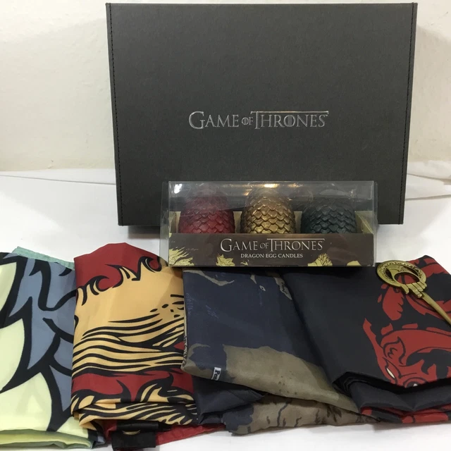 GAME OF THRONES House Sigils & Westeros Map Banner Set of 4 + Dragon