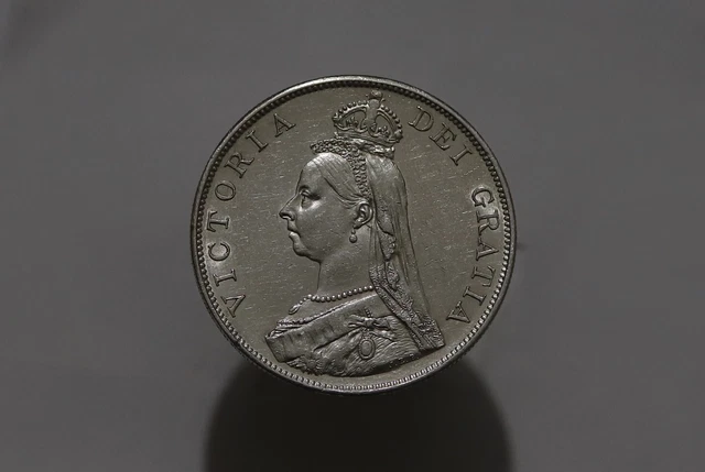 Uk Gb Double Florin 1889 Silver Scarce High Grade Much Better On Hand B51 #5437