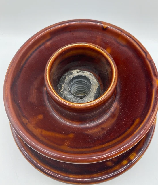 Vintage Large Brown LOCKE 1930 Porcelain/Ceramic High Voltage Insulator 2