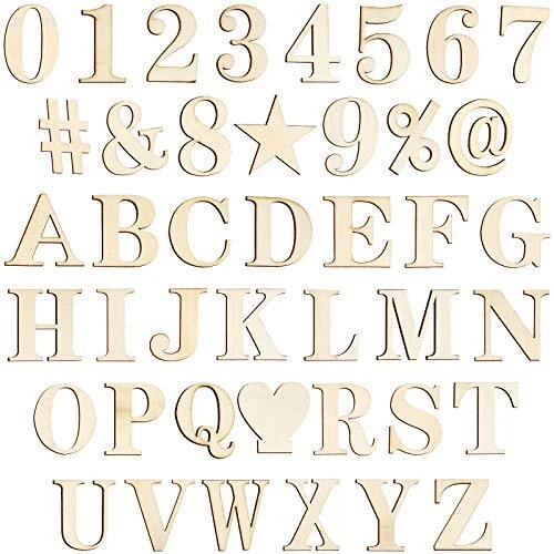 42 Pieces Unfinished Wooden Letters Numbers Unfinished Wood Ornament Alphabet