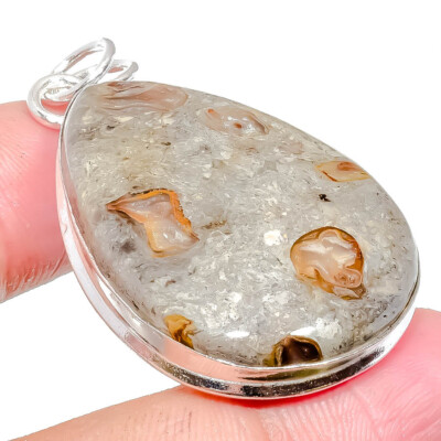 Chicco Chicco Di Caffè Diaspro Gemma Artigianale Argento Sterling 925 Gioielli Ciondolo 