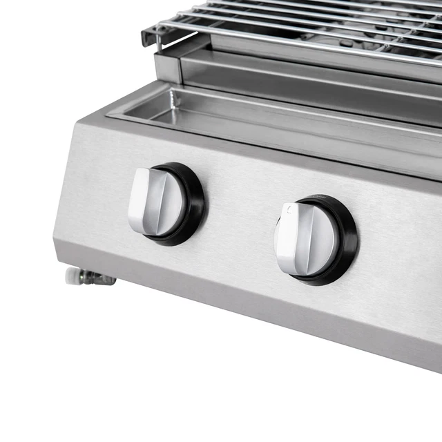 Edelstahl Brenner 4-Flammen LPG Gasgrill Gasbräter Gas Grill Gastro Tischgrill 4