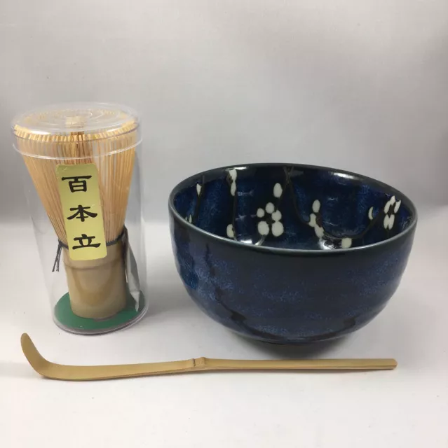 Japanese Matcha Bowl Chashaku Scoop 100 Whisk Tea Ceremony Set Cherry Blossom