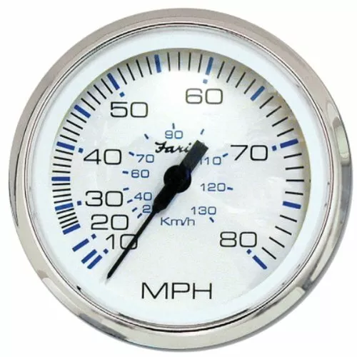 Faria 33819 Speedometer-80 MPH, Chesapeake White, Stainless Steel
