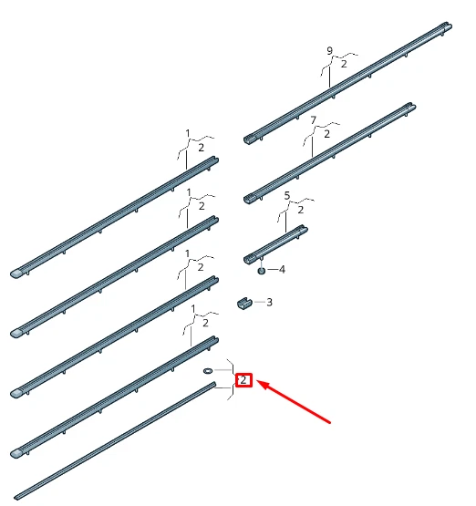 VW CRAFTER 2F MK1 Roof Rack System Guide Rail Gasket Set 2E0853669 NEW