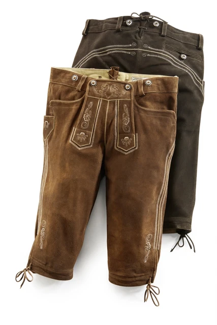 Trachtenlederhose,Kniebund Lederhose Maddox Wildbock holz, wahlw.Gr.56+58+60