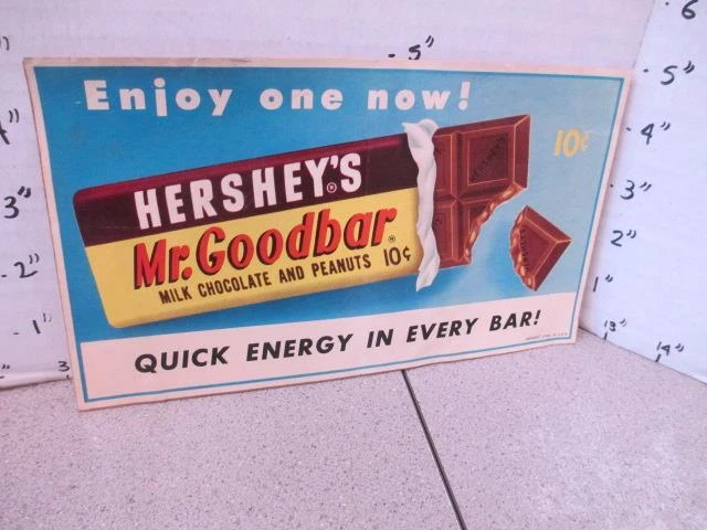 HERSHEY'S Mr GOODBAR candy bar 1958 vending machine store display sign #2X