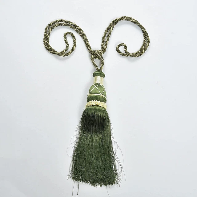 Beautiful Polyester Tassel Rope Curtain Tieback color Green set of 2 Pcs 3