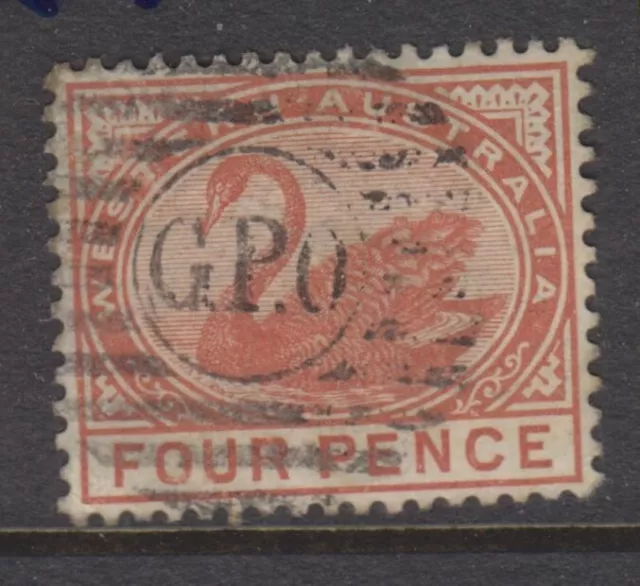 1885-1893 - WESTERN AUSTRALIA - 4d. CHESTNUT SWAN - P14 - SG98 - W713