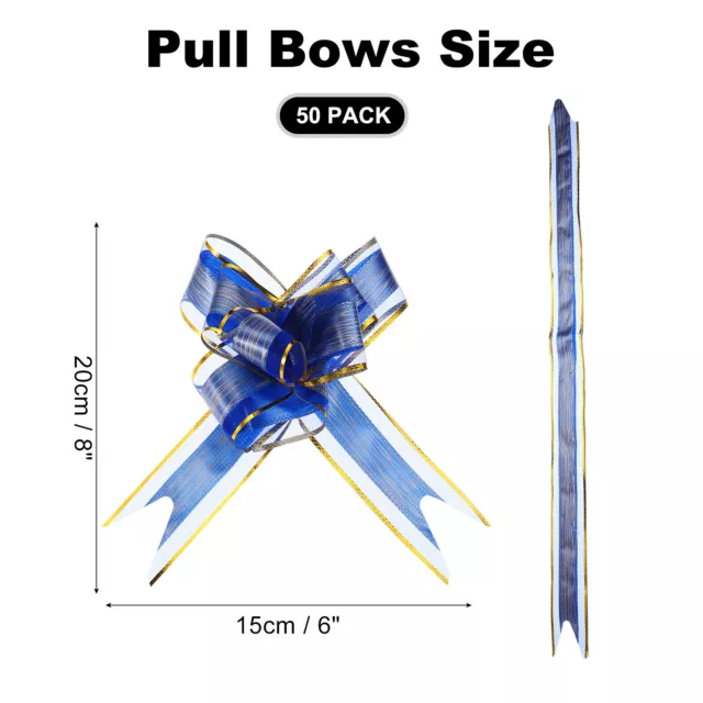 50pcs Pull Bows 5.9 Inch Wide Single-layer Bow for Gift Wrapping Blue 2