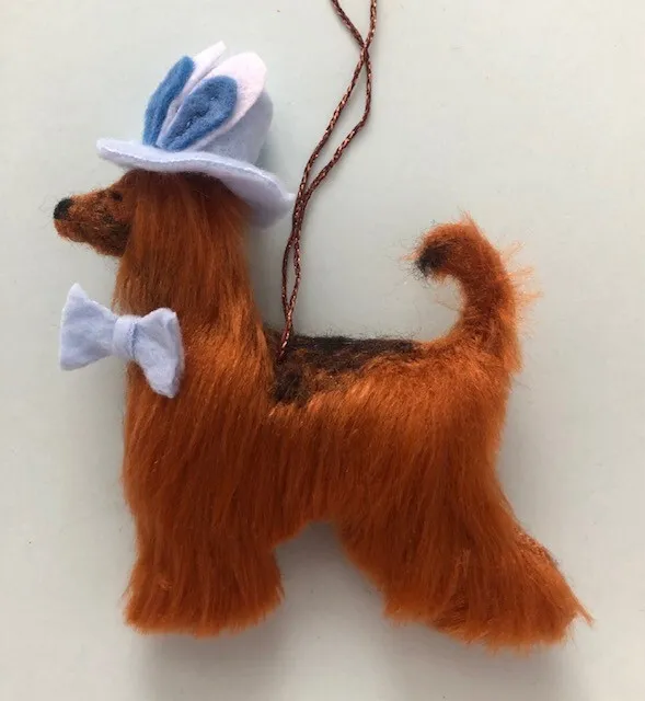 Afghan Hound - Easter Bunny Hat  & Bow Tie - Part Needle Felted Dog