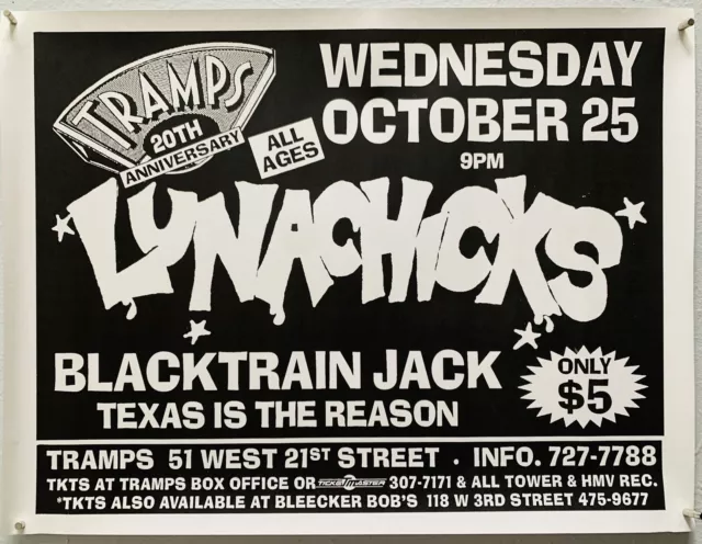 LUNACHICKS vintage RARE 1995 concert poster Tramps 20th Anniv NYC 17.5"x23" Theo
