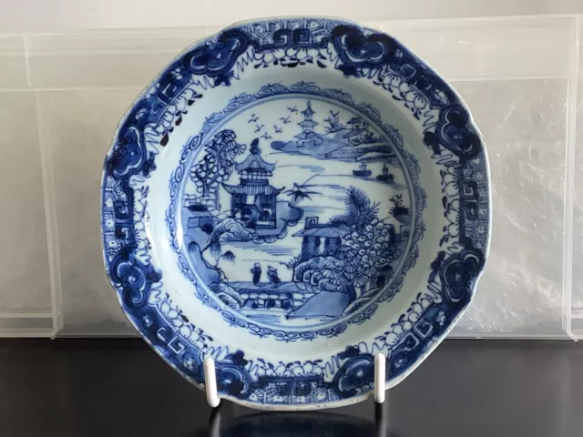 Antique Chinese Qing Dynasty Octagonal Blue And White Dish 18th Century