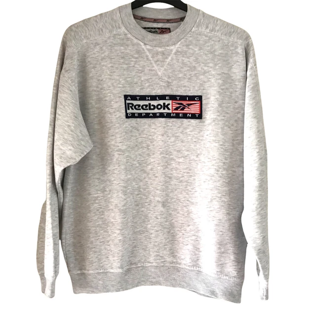 REEBOK VINTAGE SWEATSHIRT Grey Size S Athletic Department 90s Spell out PTP 25 25.00 PicClick UK