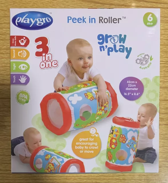 Playgro 3 In 1 Peek In Roller 42cm  x 22cm BPA Free 6m+ NEW With FREE DELIVERY