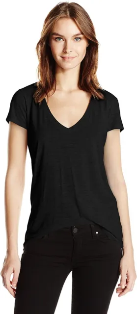 Alternative 171177 Womens Jersey Slinky V-Neck T-Shirt Solid Black Size Large