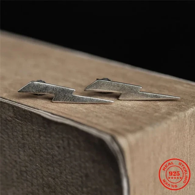 1Pair Lightning Stud Earrings Silver Color Earring Studs Women Men Jewelry Gifts