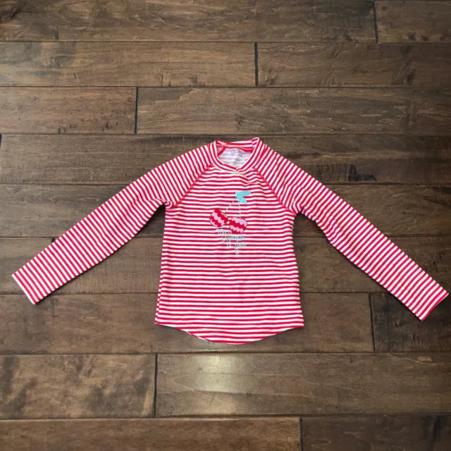 Jessica Simpson Girls Striped Cherry Red Rash Guard Size 7