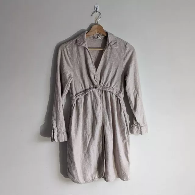 Joie Oatmeal Linen Long sleeve Faux Wrap Mini Dress Women's size Small