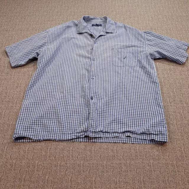 Nautica Sleepwear Shirt Mens Large Blue Plaid Button Up Flannel w Stains